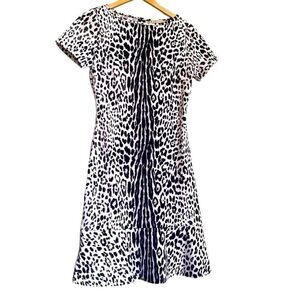 MICHAEL KORS Snow Leopard Print Flounce Dress XS